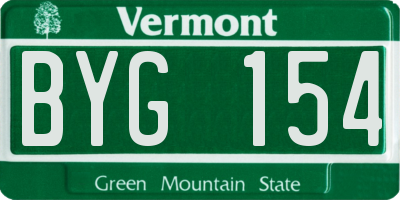 VT license plate BYG154
