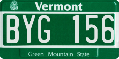 VT license plate BYG156