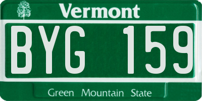 VT license plate BYG159