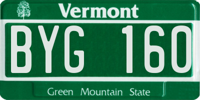 VT license plate BYG160