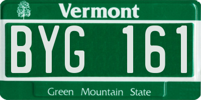 VT license plate BYG161