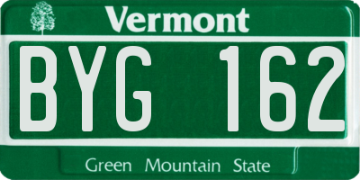 VT license plate BYG162