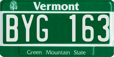 VT license plate BYG163