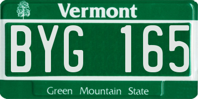 VT license plate BYG165