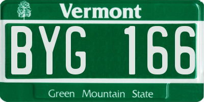 VT license plate BYG166