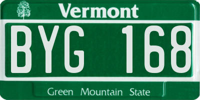 VT license plate BYG168