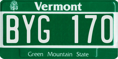 VT license plate BYG170