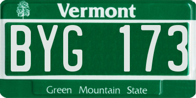 VT license plate BYG173