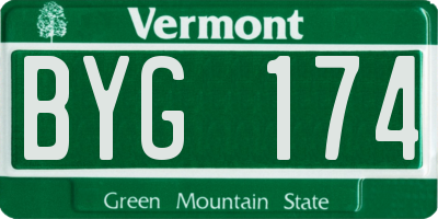 VT license plate BYG174