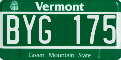 VT license plate BYG175