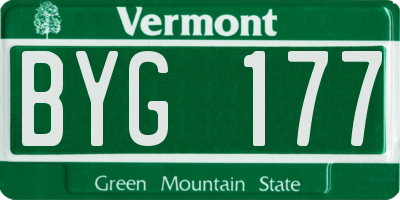 VT license plate BYG177