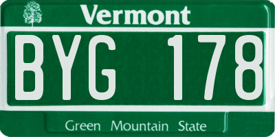 VT license plate BYG178