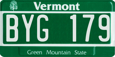 VT license plate BYG179