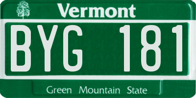 VT license plate BYG181