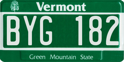 VT license plate BYG182