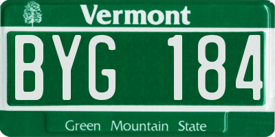 VT license plate BYG184