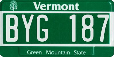 VT license plate BYG187