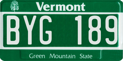VT license plate BYG189