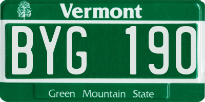 VT license plate BYG190