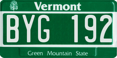 VT license plate BYG192