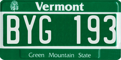 VT license plate BYG193