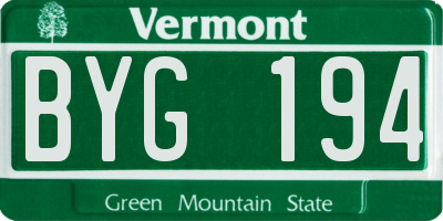 VT license plate BYG194