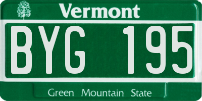 VT license plate BYG195
