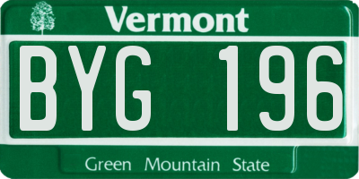 VT license plate BYG196