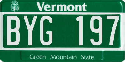 VT license plate BYG197