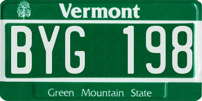 VT license plate BYG198