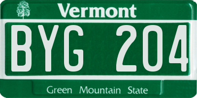 VT license plate BYG204