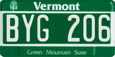 VT license plate BYG206