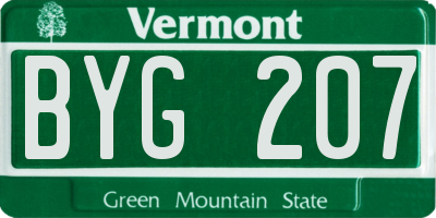 VT license plate BYG207