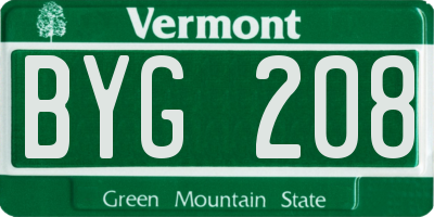 VT license plate BYG208