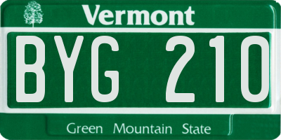 VT license plate BYG210