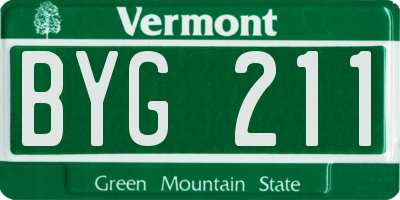 VT license plate BYG211