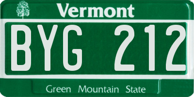 VT license plate BYG212