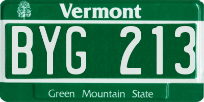 VT license plate BYG213