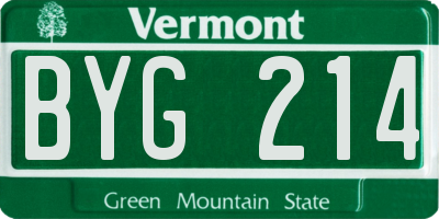 VT license plate BYG214