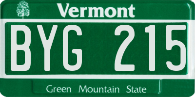 VT license plate BYG215