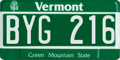 VT license plate BYG216