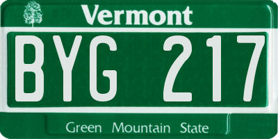 VT license plate BYG217