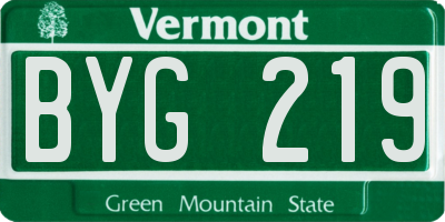 VT license plate BYG219