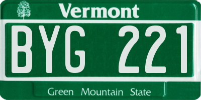 VT license plate BYG221