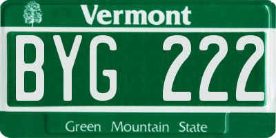 VT license plate BYG222