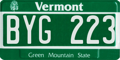 VT license plate BYG223