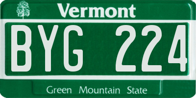 VT license plate BYG224