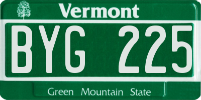 VT license plate BYG225