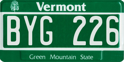 VT license plate BYG226