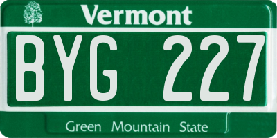VT license plate BYG227